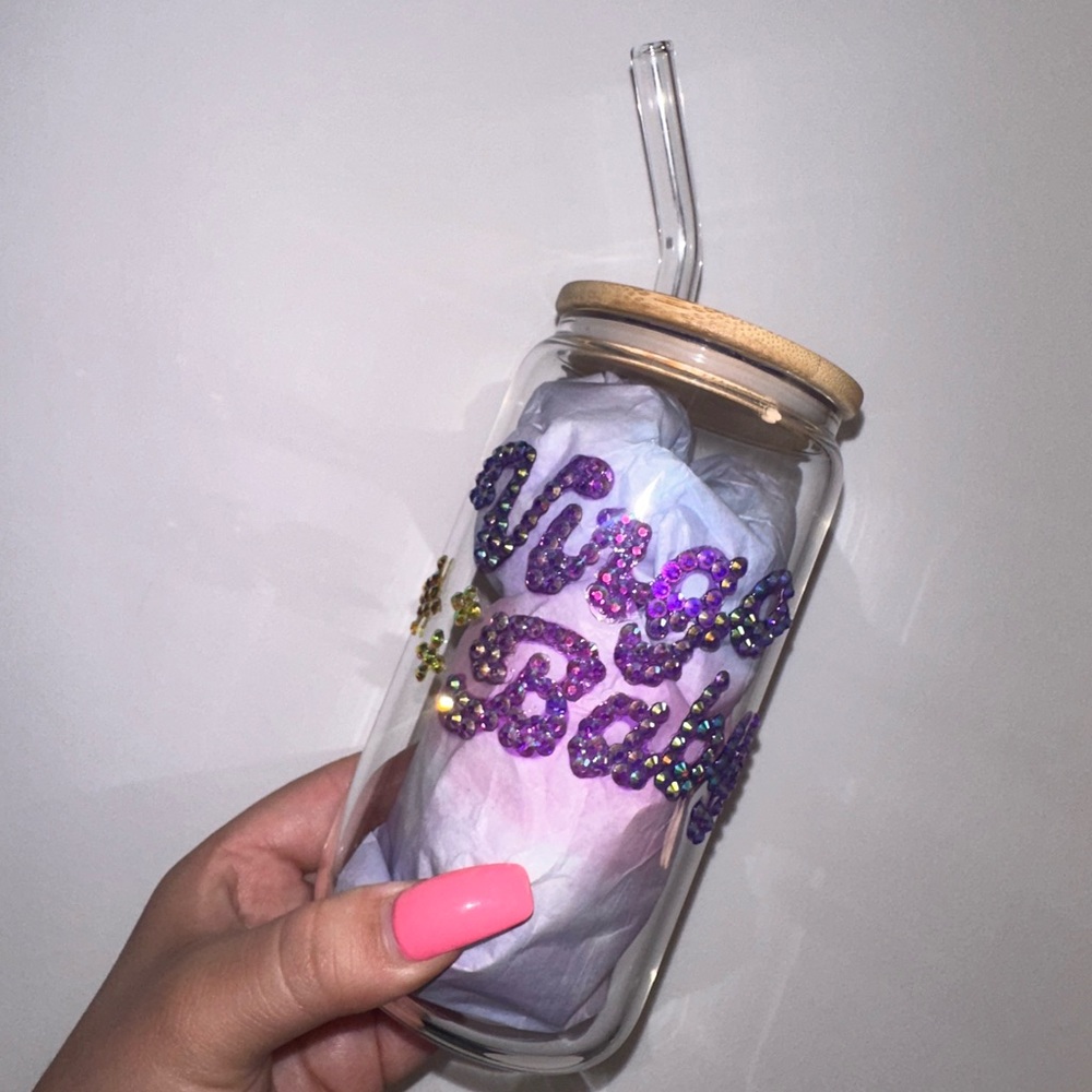 Virgo Bling Zodiac Glass Cup